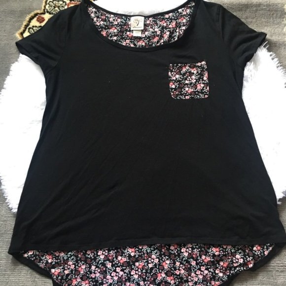 Self Esteem Tops - 5/$25 Self- Esteem black and Floral Shirt
